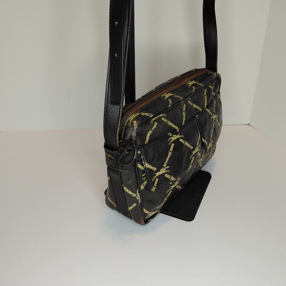 Longchamp Brown Horse Print Leather Crossbody Vintage - Picture 6 of 11